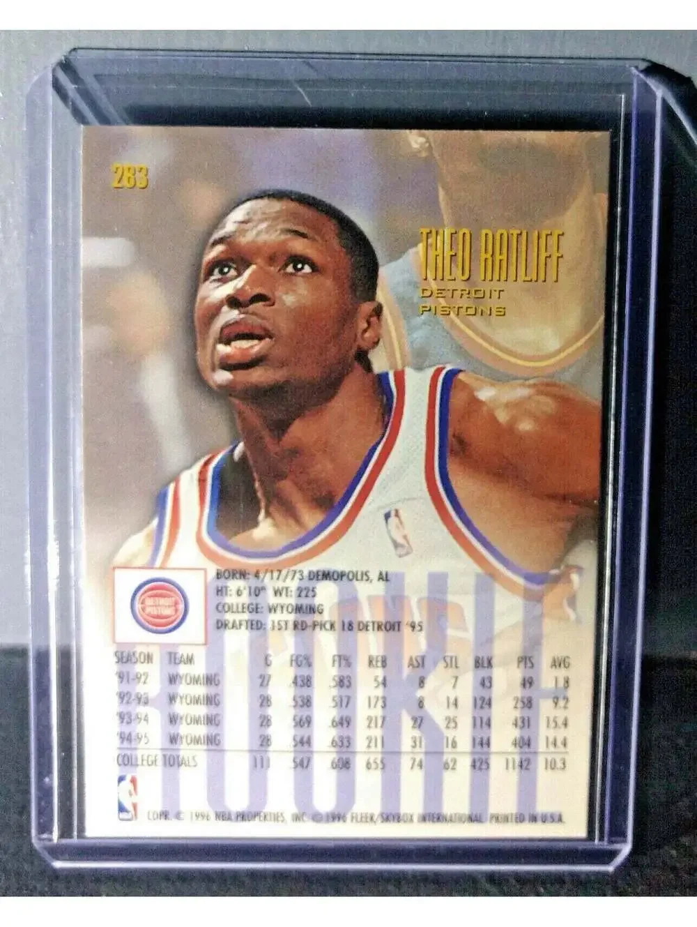 1995-96 Theo Ratliff #283 Fleer Ultra Rookie Basketball Card
